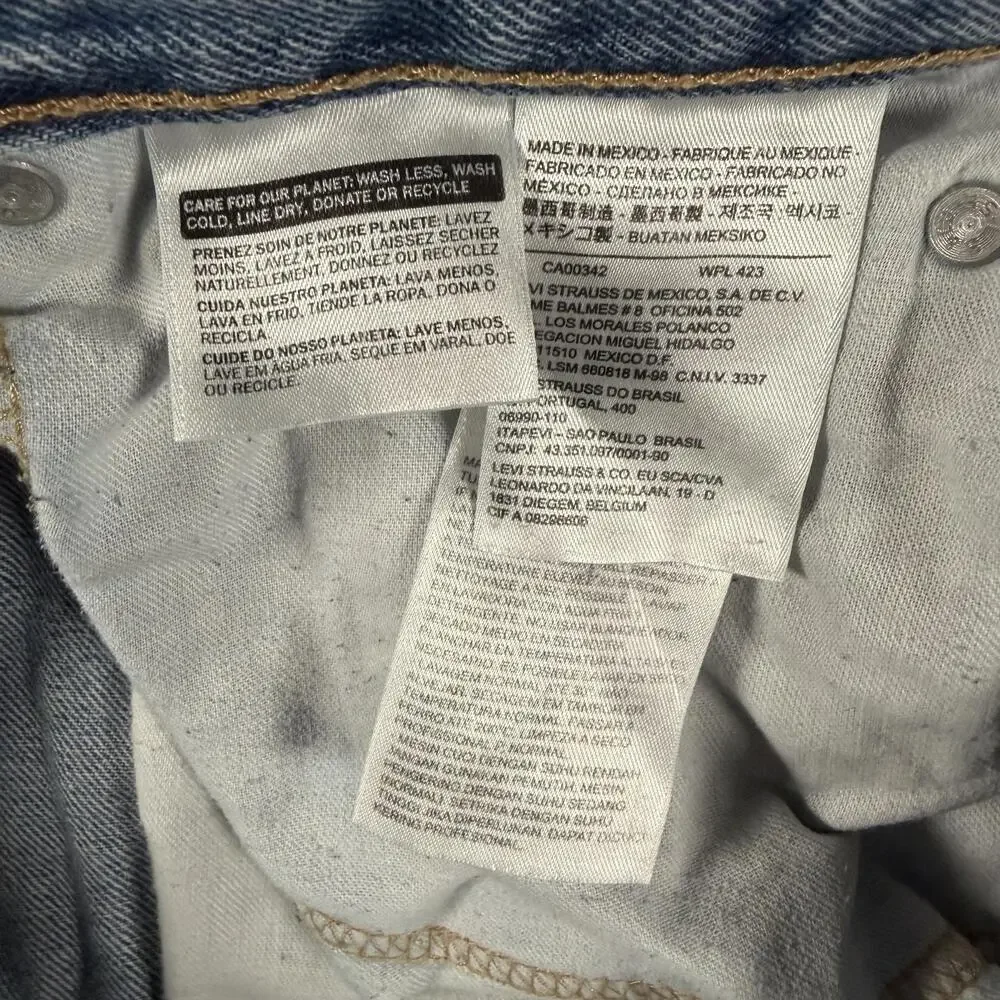 Levis 550 Jeans Mens 42x30 Light Wash Blue Relaxed Tapered Denim Distressed